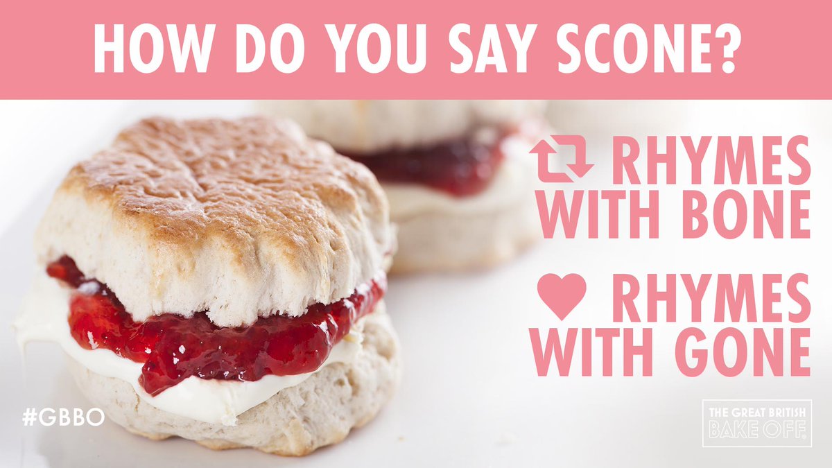 BritishBakeOff's tweet image. Just when you thought it was safe to go back into the tent… we reopen the scone pronunciation debate! #GBBO