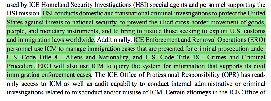 9/ ...so why does ICE's documentation of Palantir software say THIRTEEN TIMES that it will also be used by ERO?Here's two of those 13: https://www.dhs.gov/sites/default/files/publications/privacy-pia-ice-icm-june2016.pdf