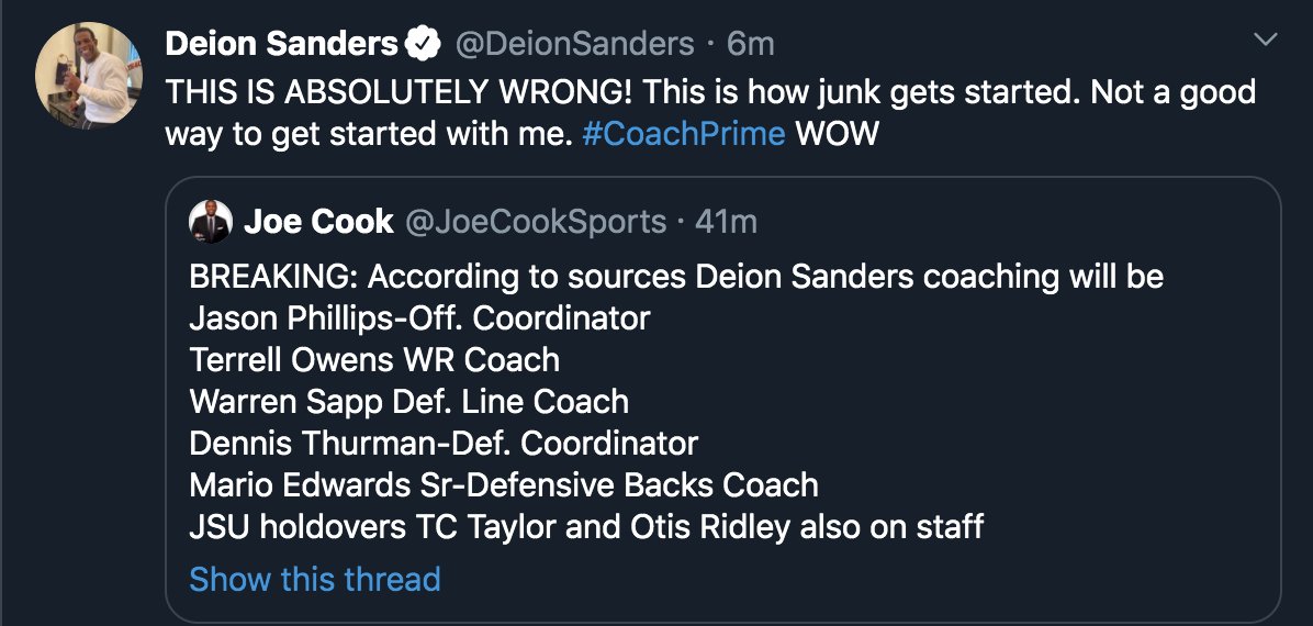 Bleacher Report On Twitter Deion Sanders Denies The Report That His Jackson State Coaching Staff Included To Warren Sapp And Others
