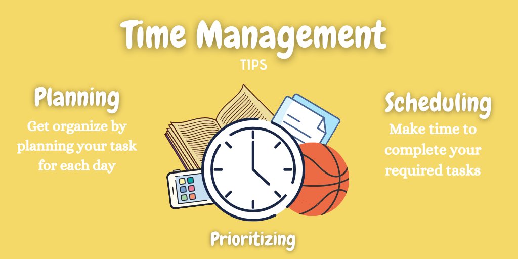 Need a tip for this terrific Tuesday? Here’s 3 on how to better manage your time! ⏰⚡️
1. Plan in advance by jotting down a quick to-do list.
2. Prioritize your to do list.
3. Schedule time to do each task! #TipTuesday #timemanagement <a href="/PorterSpartans/">Porter HS</a>