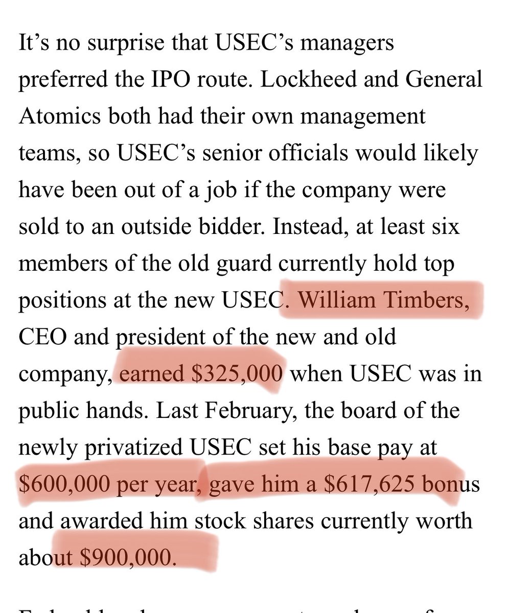This goes to heart of Clinton collusion with Russia. This was first big Russia nuclear payday BEFORE  #UraniumOne. From Nation article: Rainer approved conflict of interest waivers for USEC execs. Windfalls in the thousands turned to millions for Clinton profiteers. Obama here too