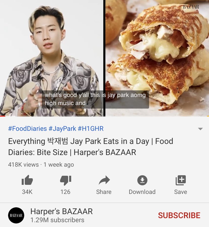 I simply cannot believe how far K-pop has come?? Jay Park filmed a Harper’s BAZAAR everything i eat in a day???