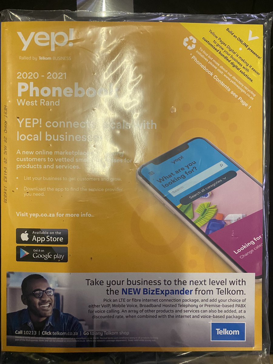 FaizelPatel143's tweet photo. Do people still use phonebooks? I’ve received a printed copy. Isn’t this a waste of paper considering the technology we have available today? #PhoneBooks https://t.co/CBfNkcKXDj