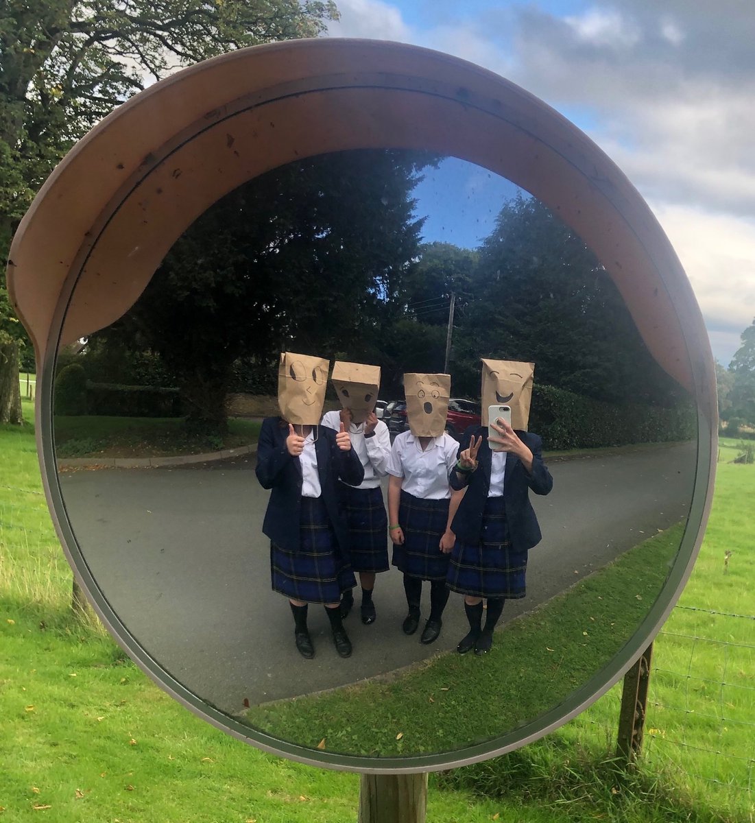 CatMariaJuana's tweet photo. Airdropped today! A group of bubbly girls walking around the school in their bubble trying to find the most imaginative place for self portraits! ⁦⁦@BedstoneCollege⁩ https://t.co/U8JNPunNh6