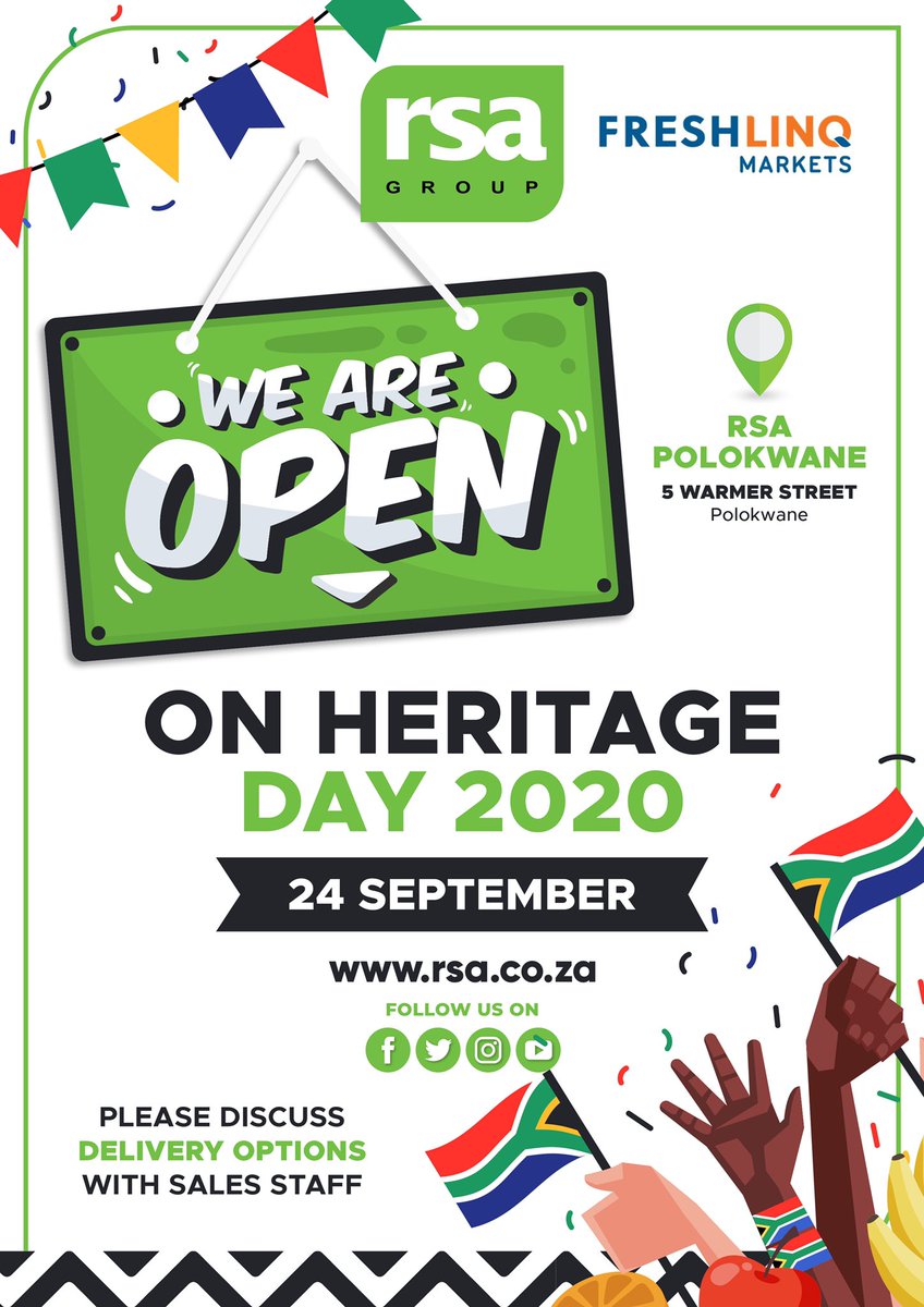 All Regional Markets open on Heritage Day 🇿🇦