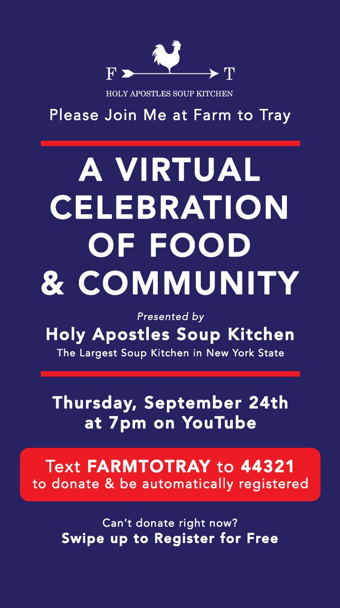 VerlassoSalmon's tweet photo. In 2 days, @HolyApostlesNYC (HASK) will host its annual #FarmToTray event!
Food pantries & #soupkitchens are seeing a surge in demand; in 2019 HASK served 840 meals/week....now, they're providing a weekly avg of 22K meals/week.
Pls donate https://t.co/J5tzGjAUYg & attend! ๐ https://t.co/BndNQUTb9L