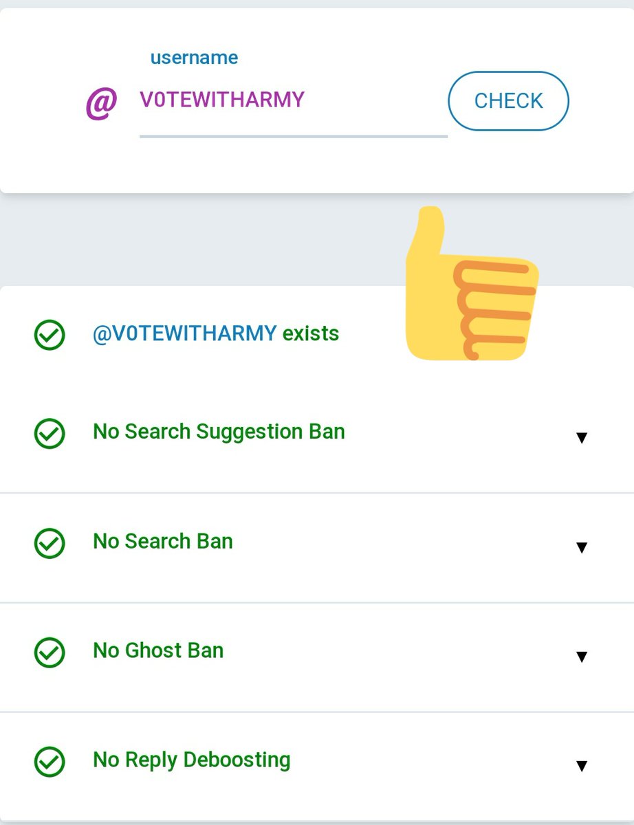 [ RELEVANT INFO]ARMY, as  #BBMAs   voting season is really close, please check if you're shadow-banned.1. Visit  https://shadowban.eu/ 2. Enter your @ and click "check"3. If all results are green, you're good! (See  below) What if it's orange or red? See next tweet