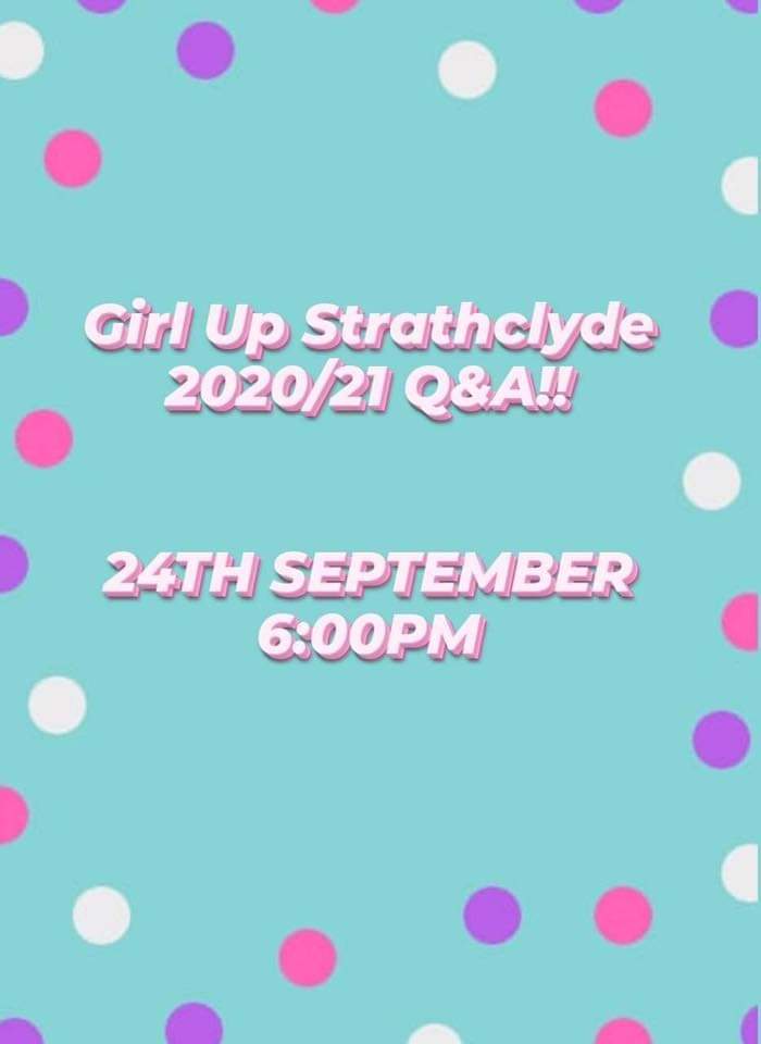 GirlUpStrath's tweet photo. Say hello to our first event of the new semester! We are having a Zoom Q&amp;A this Thursday at 6.30pm to chat and give you the chance to meet everyone!🌟

Follow the eventbrite link below so we can send you the Zoom link!! 

Hope to see you there!😊

https://t.co/eKPg90wvWK https://t.co/MAKv7CiFxH