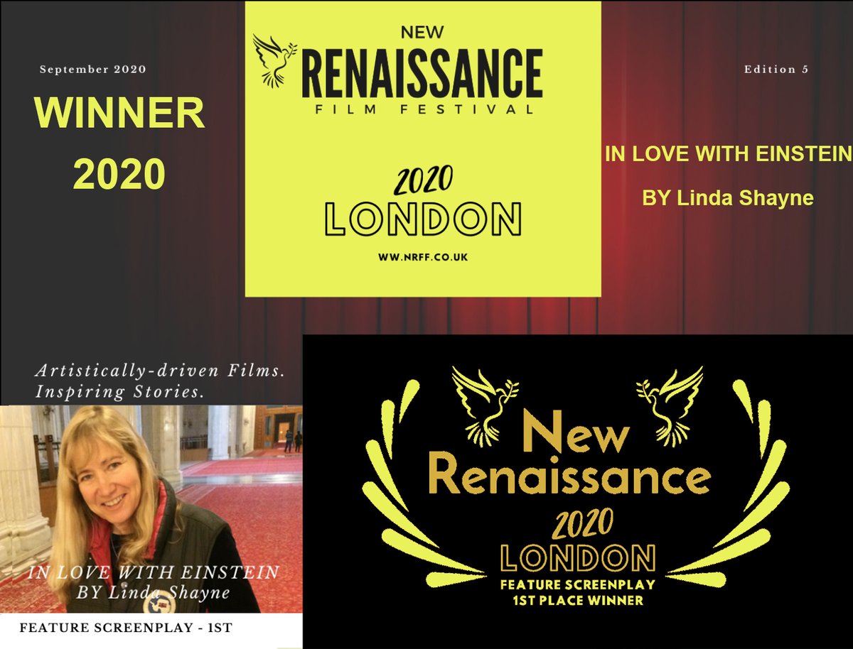 EinsteinMovie's tweet image. IN LOVE WITH EINSTEIN script WINS NRFF Best Screenwriting Award in LONDON!  Grateful and honored! #filmfestivalwinner #screenplay #writer #femalefilmmaker #LindaShayne #writerdirector #filmfestivals #london #UK #movies #film