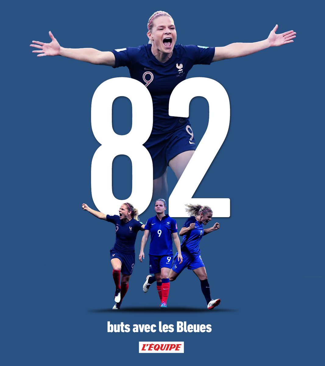 lequipe's tweet photo. Eugénie Le Sommer devient la seule détentrice du record de réalisations en équipe de France.

Le match en direct : https://t.co/Dgg9AGESyu https://t.co/5I0aLgPYWQ