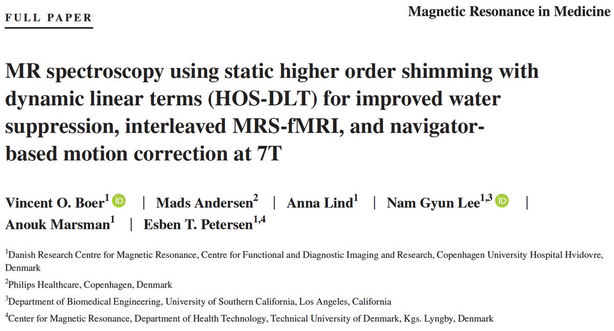 MRM Highlights (@mrm_highlights) on Twitter photo September MRM Editor's Pick #4 "MR spectroscopy using static higher order shimming with dynamic linear terms (HOS-DLT) for improved water suppression, interleaved MRS-fMRI, and navigator-based motion correction at 7T" by Vincent Boer et al. from <a href="/DRCMR_MRI/">DRCMR</a> onlinelibrary.wiley.com/doi/full/10.10… September MRM Editor's Pick #4 "MR spectroscopy using static higher order shimming with dynamic linear terms (HOS-DLT) for improved water suppression, interleaved MRS-fMRI, and navigator-based motion correction at 7T" by Vincent Boer et al. from <a href="/DRCMR_MRI/">DRCMR</a> onlinelibrary.wiley.com/doi/full/10.10…