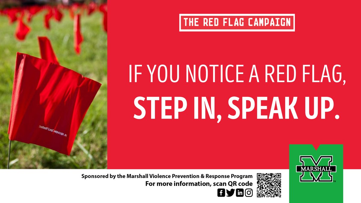 This week, we will be talking about #redflags in dating relationships. The Red Flag Campaign uses a bystander intervention strategy to prevent sexual assault, dating violence, and stalking on campus. So stop &amp; notice our red flags around campus &amp;  your red flags in any situation.
