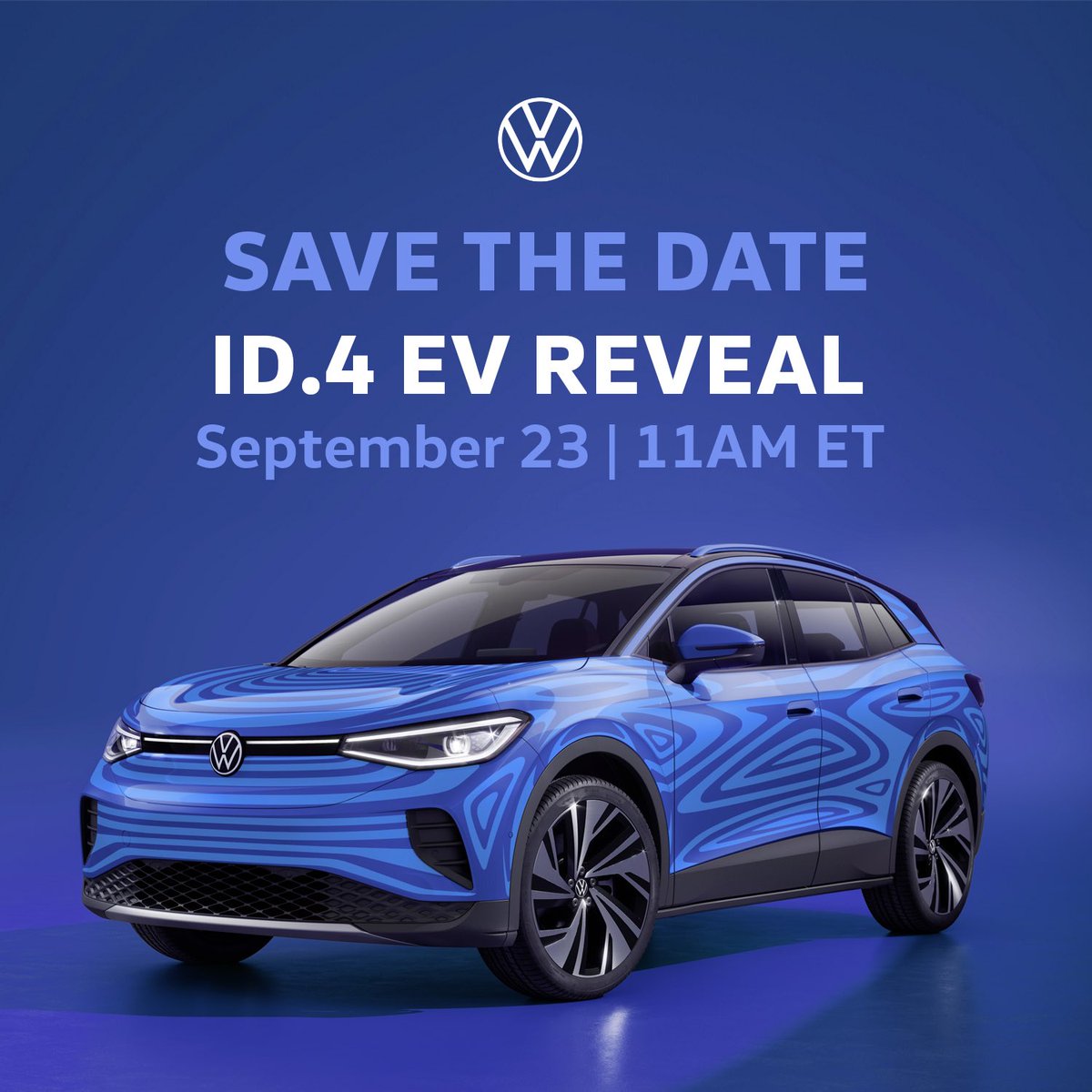 Tune in tomorrow at 11am ET to see the reveal of the all-electric SUV from Volkswagen: ID. 4, Link: go.vw.com/ID4AVWE_YT, #VWProudEmployee