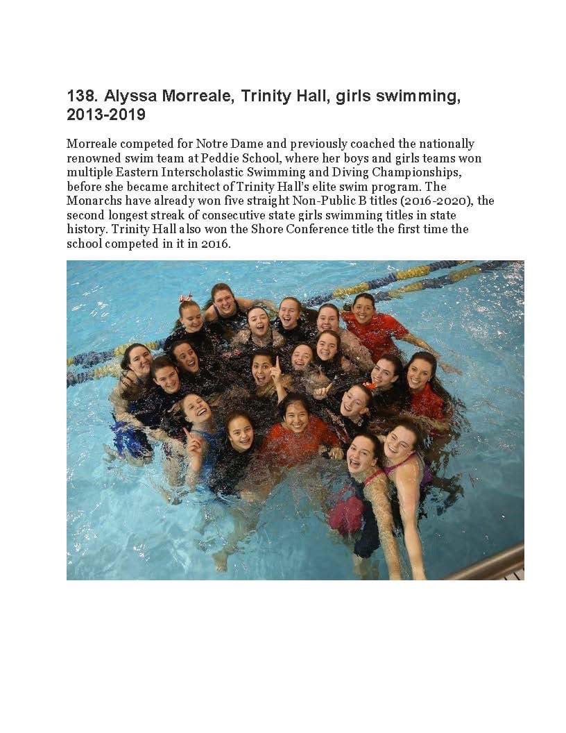 TrinityHallNJ's tweet photo. Congratulations to the "architect of Trinity Hall’s elite swim program," Alyssa Morreale. Alyssa was chosen for the @AsburyParkPress list, Top 150 Shore Conference NJ Coaches of All Time. GOAT! @TH__Monarchs @APPSportsDesk https://t.co/96bM7AqTXj