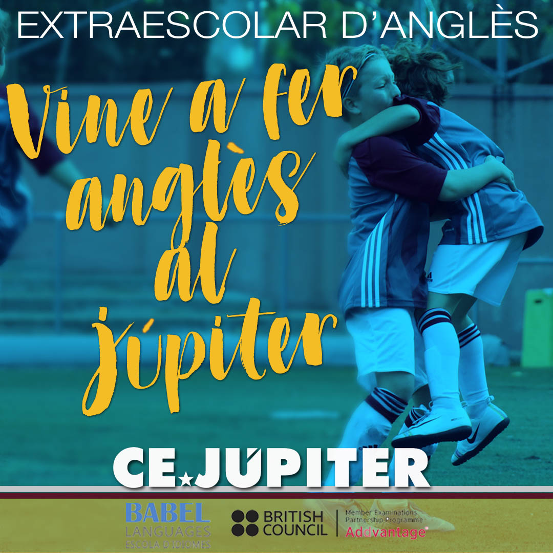 CE_Jupiter's tweet photo. La temporada vinent us oferim l'opció de realitzar una extraescolar d'anglès a les nostres instal·lacions.
Podreu combinar el vostre dia d'entrenament i realitzar la classe d'anglès.
▶️https://t.co/KKMP7lmMAE

#Somjupiter https://t.co/KHQbL9H2z9