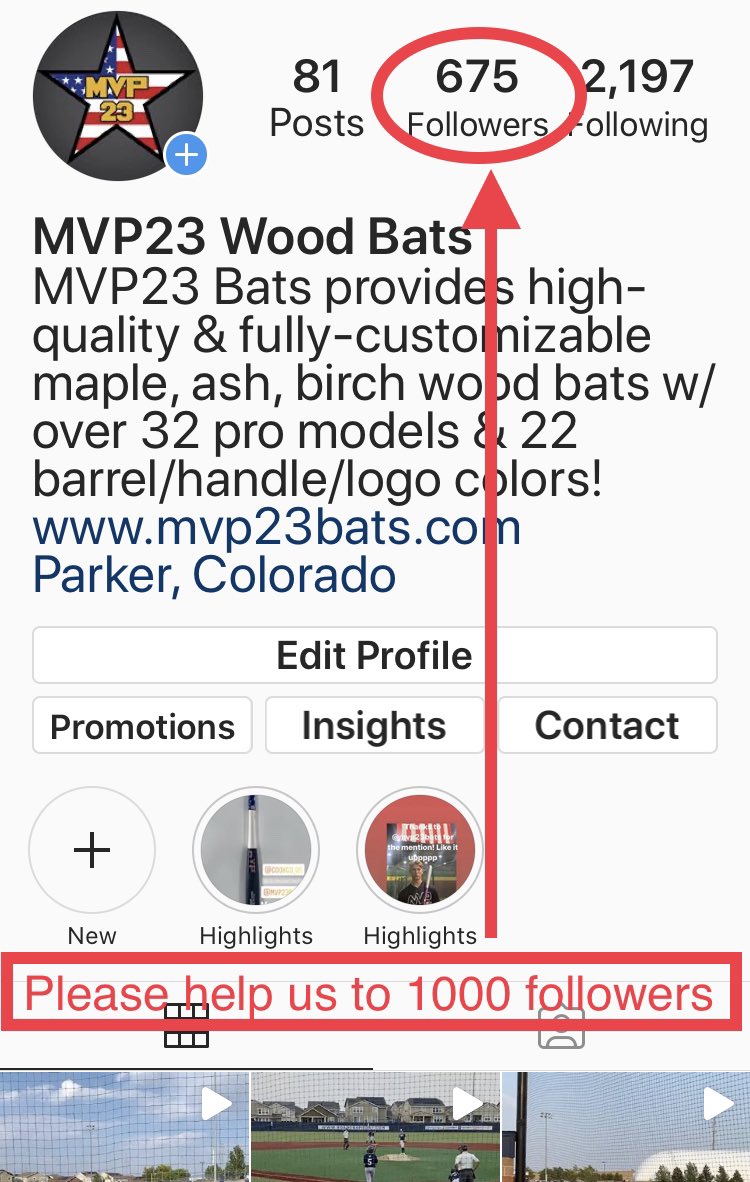 Please follow us on Instagram at <a href="/Mvp23Bats/">MVP23 Bats</a> so we can hit 1000 followers! Thx! 🙏