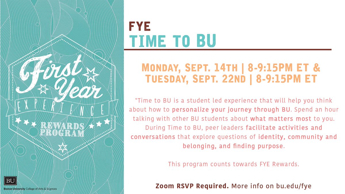 TransitionToBU's tweet image. Want more opportunities to talk to your fellow incoing transfers? Head over to Time to BU after our event tonight! You can have conversation with other transfer students about their experience so far and connect with some other TTBU Mentees! Register here: bostonu.zoom.us/meeting/regist…