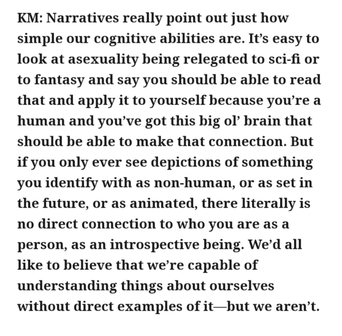 There's so much in here, all of it frustrating.1. The conflation of asexuality & no romance.2. The misunderstanding of lit fic, genre, & category.3. The attached image. Just...all of it.4. This feels like a huge misunderstanding of asexuality & its nuances.5. The snobbery.  https://twitter.com/ElectricLit/status/1308435889261916160