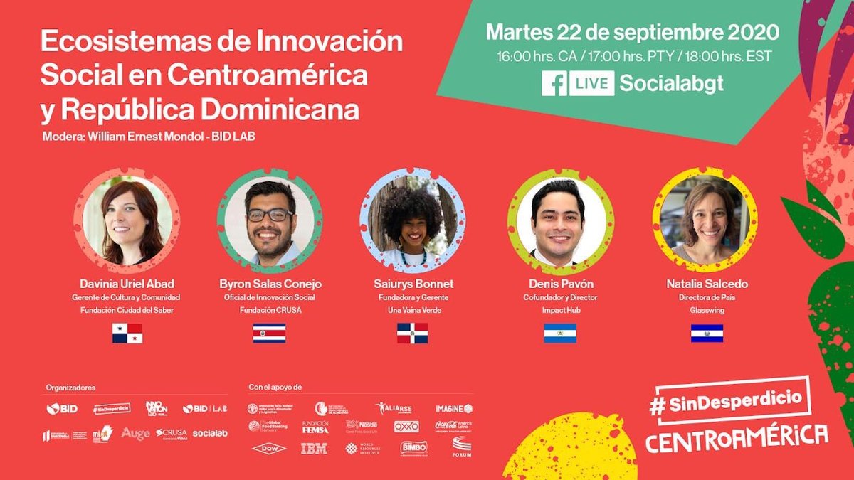 Los invitamos a participar del Foro de Innovación Social, por el tema de la campaña y concurso Sin Desperdicios Centroamérica.

Entra a la página de Facebook de Socialabgt fb.me/e/3cOHQyMn4
<a href="/el_BID/">Banco Interamericano de Desarrollo</a> 
<a href="/innovaCDS/">Centro de Innovación</a>