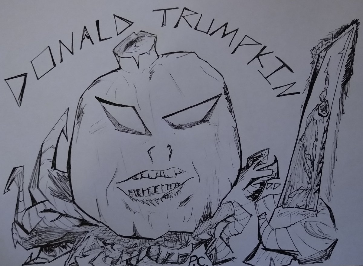 lFeeISick's tweet photo. Donald Trumpkin, Homicidal Pumpkin.
He's coming to gut y o u . . .
#DTHP #Halloween #Art https://t.co/MrSEaOU1lZ