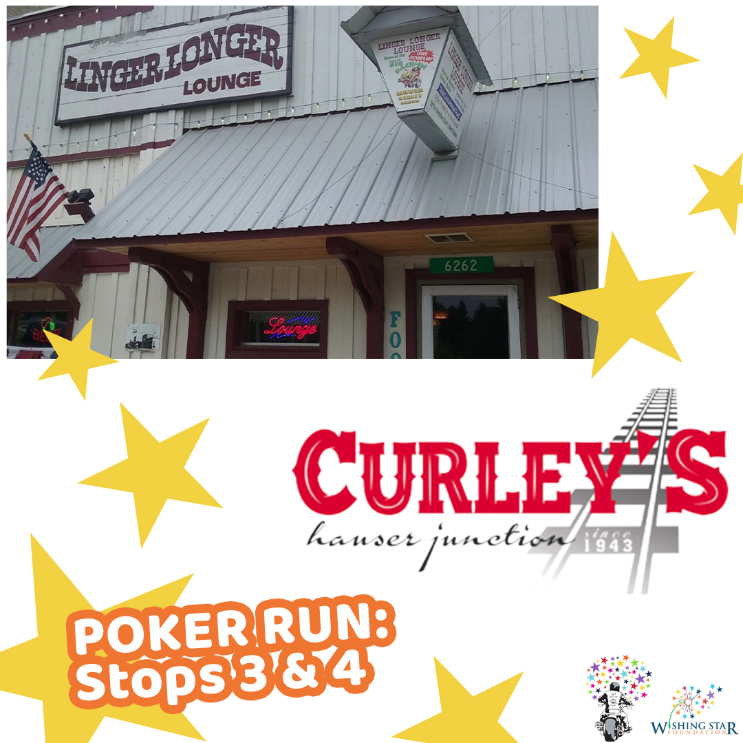 Catch us at Linger Longer Lounge at 6262 W. Maine Street Spirit Lake, ID 83896 for stop number 3 and Curley’s Hauser Junction at 26433 W. Highway 53 Post Falls, ID 83854 for our fourth and FINAL stop!