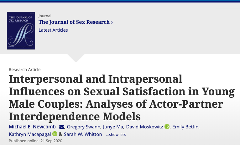 A new #JSexResearch study from ISGMH researchers finds that better relationship functioning—including good communication and general relationship satisfaction—is positively associated with sexual satisfaction in young male couples. 

Read more: buff.ly/3mTQjmy