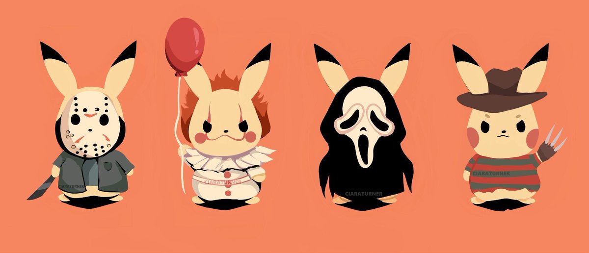 a collection of halloween pokemon art 👻🖤