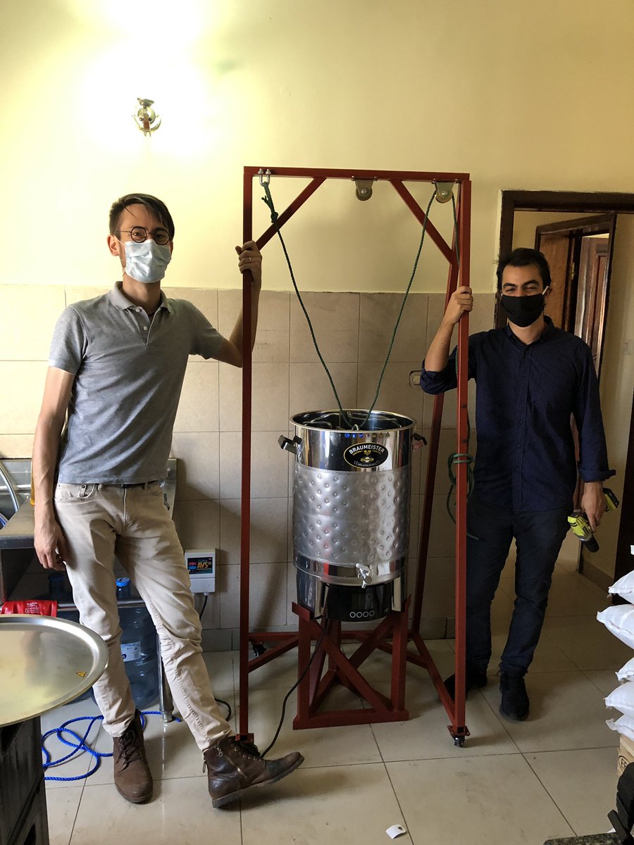 KwezaBrewery's tweet photo. Malt hoist #designed by the @AmpersandMotor1 crew, and #fabricated in #Kigali. Now we get back to #brewing #craftbeer! #crafteverything https://t.co/TOF2PDmYnE