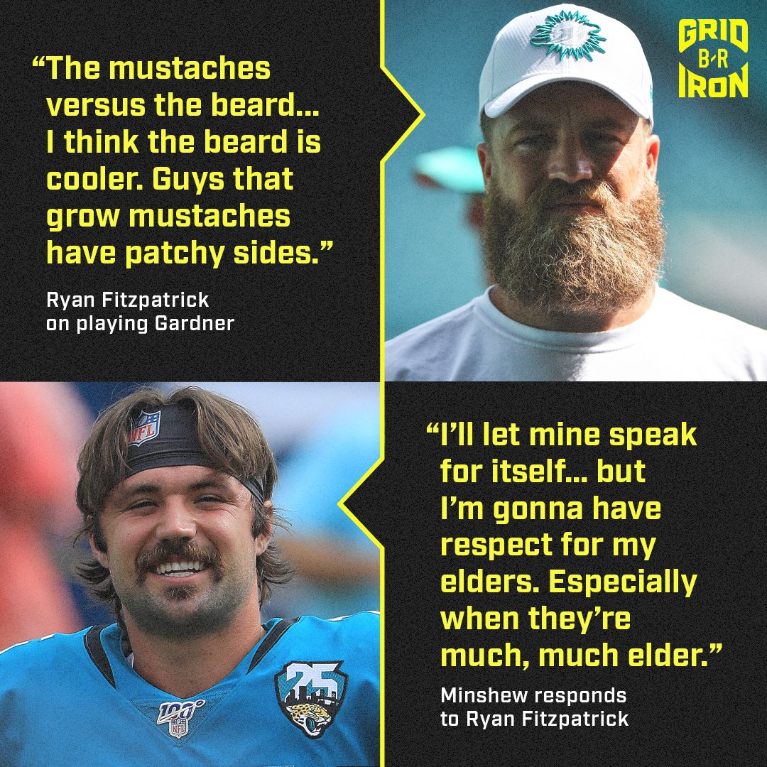 brgridiron's tweet photo. It’s beef between beards and mustaches 😂 https://t.co/LkhYxcWQGu