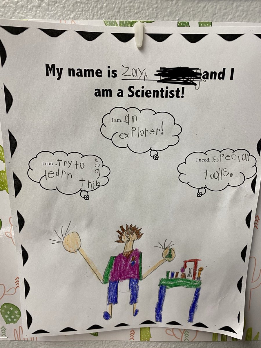 WildAboutFirst's tweet photo. Learning how we can be scientists this week! I love these interpretations of what a scientist would look like! #littlescientists #firstgrade #wilkinsonrising https://t.co/6ZZrZWmwiW