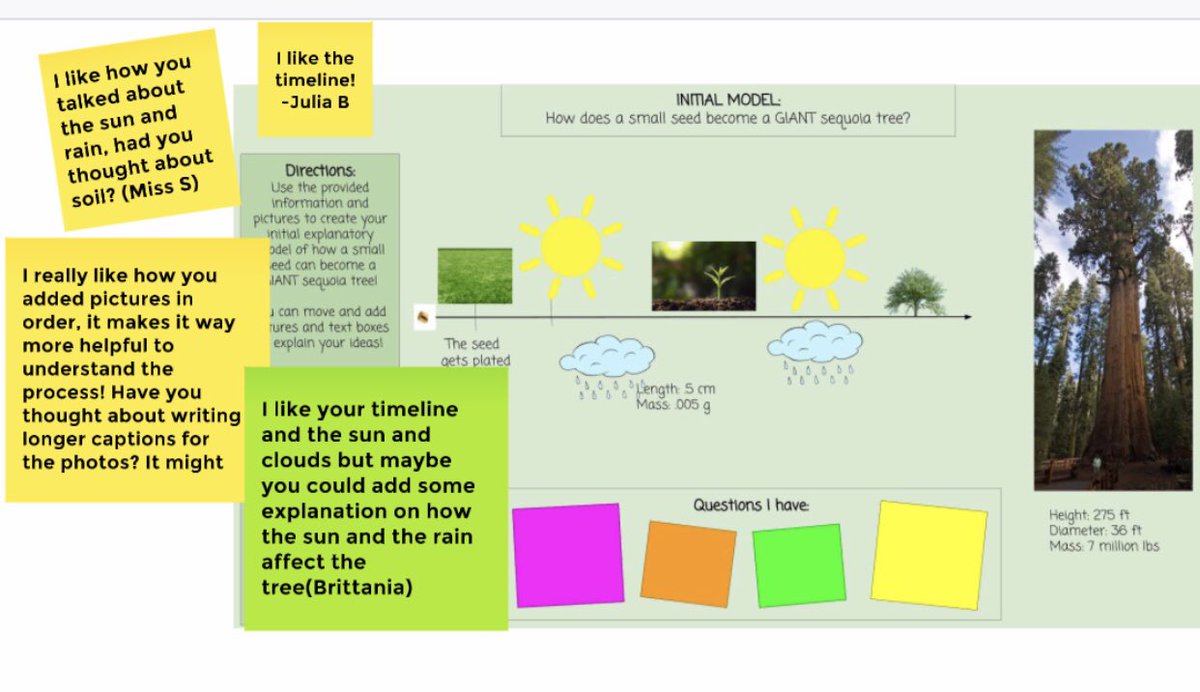 After creating our initial models, students engaged in a jamboard gallery walk to give each other feedback (as well as get ideas from each other to revise our models) I was BLOWN AWAY by their ideas and feedback! #distancelearning2020 #ngss #ngsschat