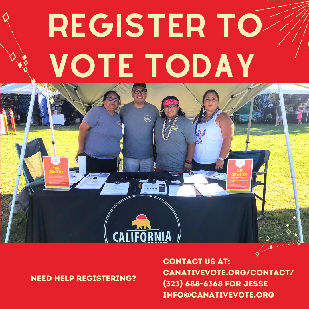 CANativeVote's tweet image. Let’s make sure every #NativeVoteCounts in the 2020 Election! Make your voice heard and continue to build the movement for sovereignty and justice for all! Register before the deadline on Oct 19. Check your registration status here: registertovote.ca.gov