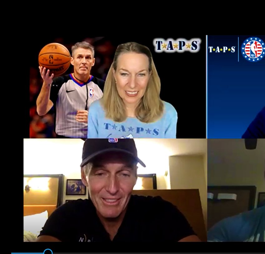 teams4taps's tweet photo. A special call for two @TAPSorg families with our dear @OfficialNBARefs friends, Marc and Scott! Thanks for taking time to connect and be a source of hope, gratitude and entertaining behind the scenes stories. Throwback to one of our 1st Ref events in 2015! #RefsInTheBubble #NBA https://t.co/hgFDHwoDH8