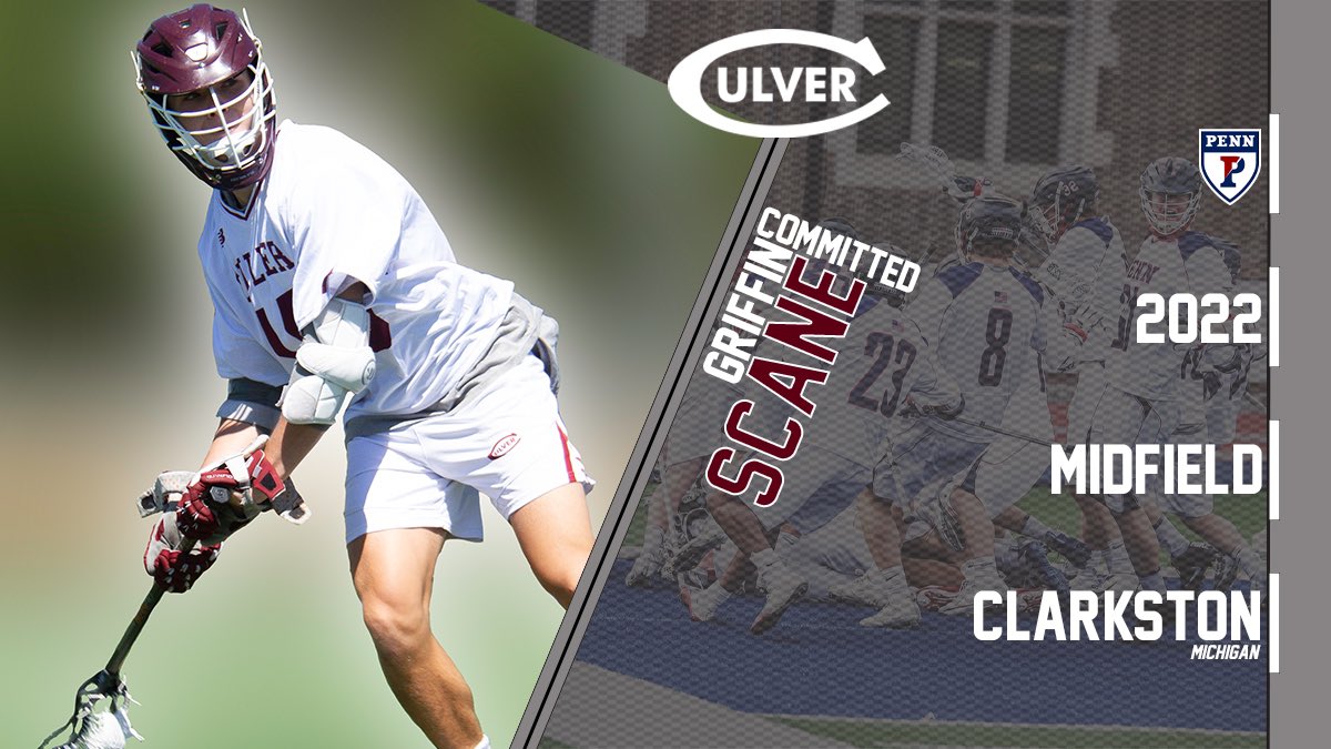 Culver_Lacrosse's tweet photo. Weβre πͺPUMPEDπͺ for Griff Scane '22 for his commitment to @PennMensLax!
Griff will join 2020 grad Batts Parker as a Quaker. Griffβs debut season for the Eagles was cut short, but he had a phenomenal summer & we are excited for what his futures holds!
#AllinILPL #fightonpenn https://t.co/RjVg3s78Qx