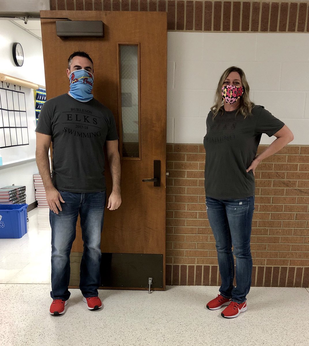 Twinning on Twin Day!  Coach Heidi and Coach McKrell showing their Elk spirit! <a href="/BurlesonSports/">Burleson ISD Athletics</a> <a href="/BHSElks/">Burleson High School</a>