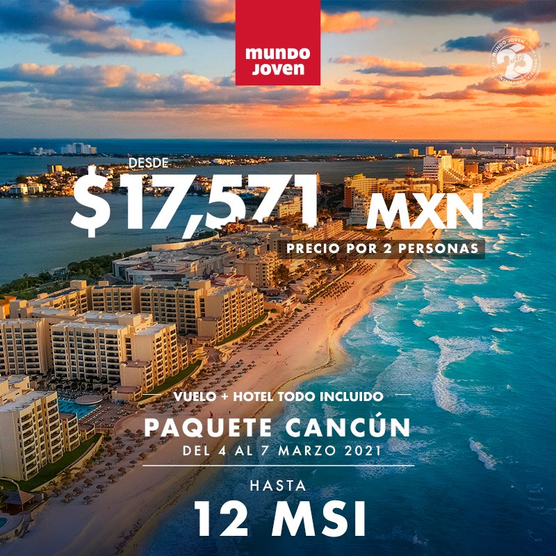volumen Actriz Asombro Mundo Joven on Twitter: "🔥¡Viaja a #Cancún con tu pareja o tu mejor amigo en paquete VUELO + HOTEL TODO INCLUIDO!🔥✈️😍👫 ▶️ Viaja del 4 al 7 de Marzo del 2021. ▶️ volumen Actriz Asombro Mundo Joven on Twitter: "🔥¡Viaja a #Cancún con tu pareja o tu mejor amigo en paquete VUELO + HOTEL TODO INCLUIDO!🔥✈️😍👫 ▶️ Viaja del 4 al 7 de Marzo del 2021. ▶️