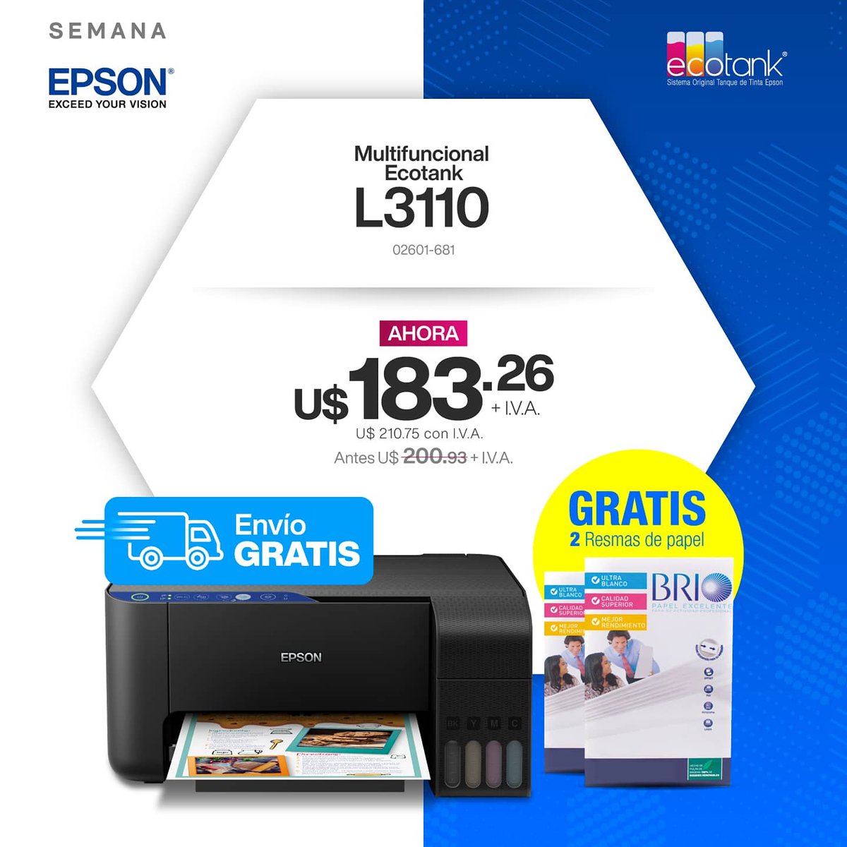 Comtech_NI's tweet photo. #EcoTank. Encuentra la que más se ajusta a tus necesidades de estudio o trabajo en nuestra semana de ofertas especiales Epson.
✅Imprime miles de hojas
✅Ahorra en el costo de consumibles
 Epson https://t.co/1JX3OuIbpd o sitio web ➡️ https://t.co/oH571nIjuO https://t.co/FNwIiOxEAm