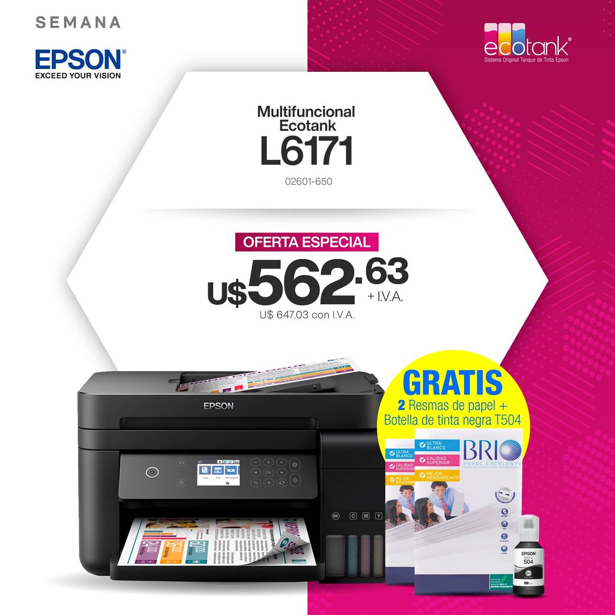 Comtech_NI's tweet photo. #EcoTank. Encuentra la que más se ajusta a tus necesidades de estudio o trabajo en nuestra semana de ofertas especiales Epson.
✅Imprime miles de hojas
✅Ahorra en el costo de consumibles
 Epson https://t.co/1JX3OuIbpd o sitio web ➡️ https://t.co/oH571nIjuO https://t.co/FNwIiOxEAm