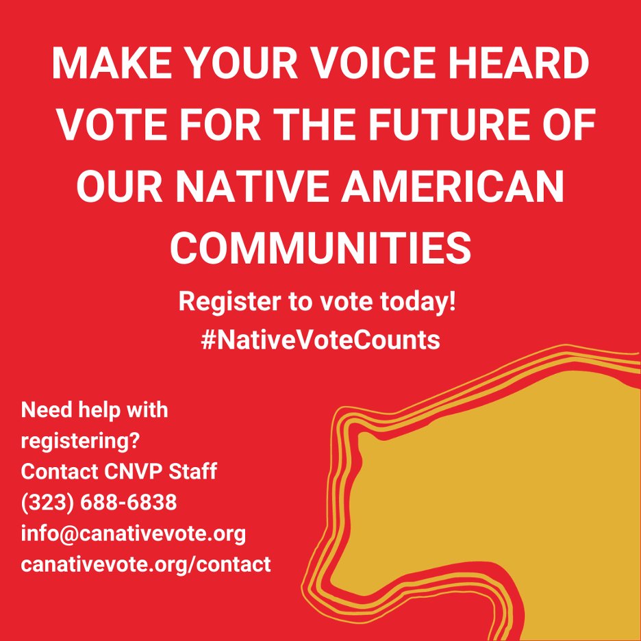 CCUIH_CA's tweet image. Let’s make sure Every #NativeVoteCounts in the 2020 Election! Make your voice heard and continue to build the movement for sovereignty and justice for all! Register before the deadline on Oct 19. Check your registration status here: registertovote.ca.gov