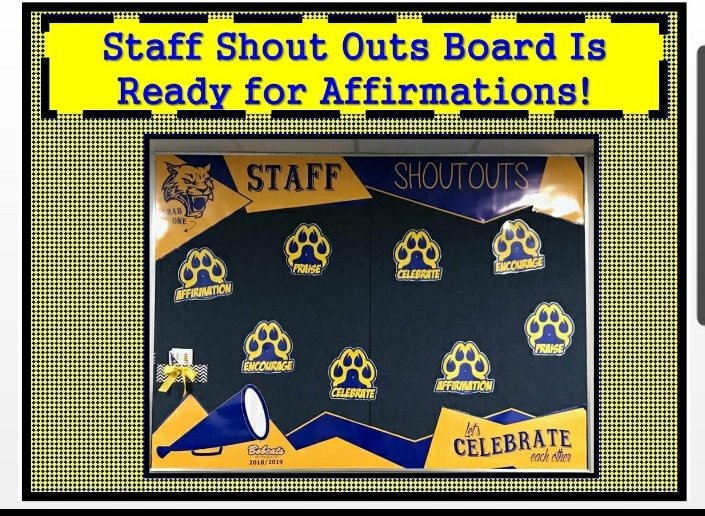 RANESIAEDWARDS's tweet image. I gather feedback from observations, but all staff write Affirmations on our Staff Shout  Outs Board.  OUR @mc_mcmeans
Campus Goal  is 500 Affirmations written to celebrate peers this school year.
#principalproject