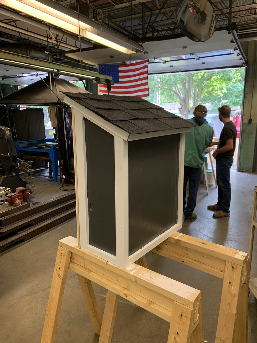 MHSWoodham's tweet photo. Still needs hinges, plexiglass and a little more paint on the door but we’re getting really close to getting the first one done.  Make sure to bring in those donations for the FFA supplies drive. Thanks @MonticelloFFA for helping get them stocked.  #gosages @SAGEHSPrincipal https://t.co/Q6z87sRI1k