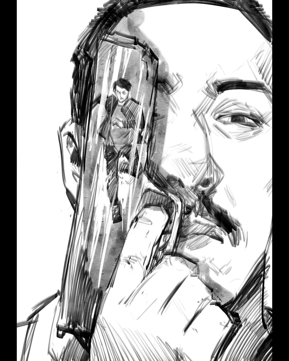 Kkfauzi's tweet image. Serigala Terakhir poster initial sketch. 

#SerigalaTerakhir #InitialSketch #AbimanaAryasatya #Kakafauzi #sketch #Sketching #sketchtember2020 #sketchbook #poster