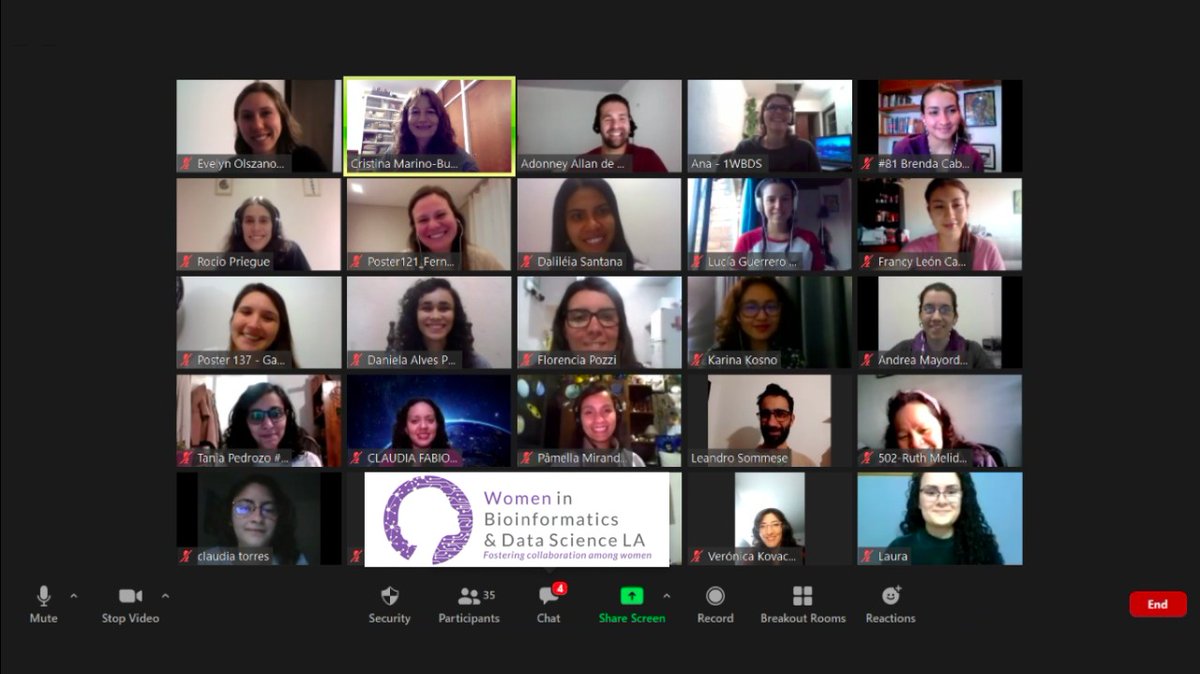 cristina_buslje's tweet photo. The #Bioinformatics and #disease #VirtualPostersSession at @BioinfoLa #1WBDS_LA. Congrats to all the poster presenters!!!! Nice to talk about #Science https://t.co/RtAhrEqJU7