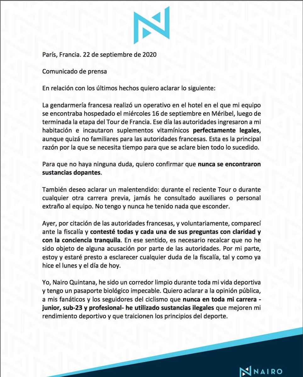ElindependienCo's tweet photo. #Deporte| 🌐 #NairoQuintana #Ciclismo | El ciclista orgullo Boyacense @NairoQuinCo emite comunicado acerca de las investigaciones de un posible dopaje dentro de su equipo Arkea

Todo nuestro apoyo para el mayor orgullo Boyacense, ¿usted que opina? https://t.co/yNf6mmgsSC