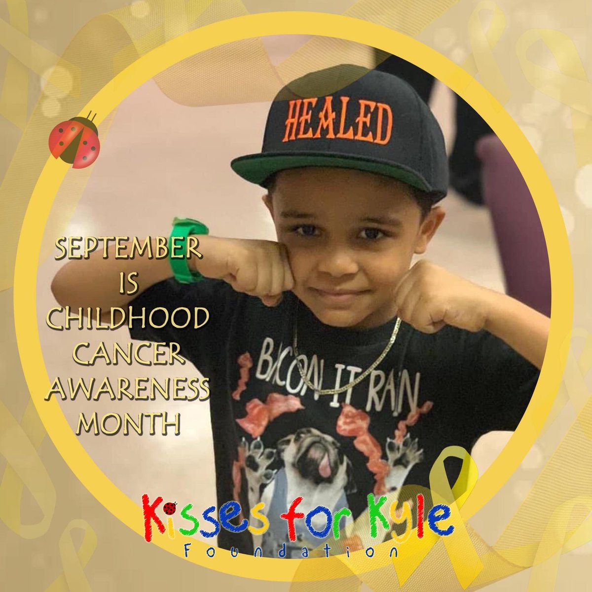 Join us in wishing Azer a happy belated birthday! He recently turned 7 on Sept 9th! Azer was diagnosed with leumemia, and he "beat cancer’s butt!". Azer loves the Phillie Phanatic. He also loves to dance, wrestle and sing worship songs! #childhoodcancerawareness #kissesforkyle