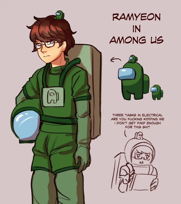 There's an #AmongUsSona tag so I'm reuploading mine and my baby brother's! 