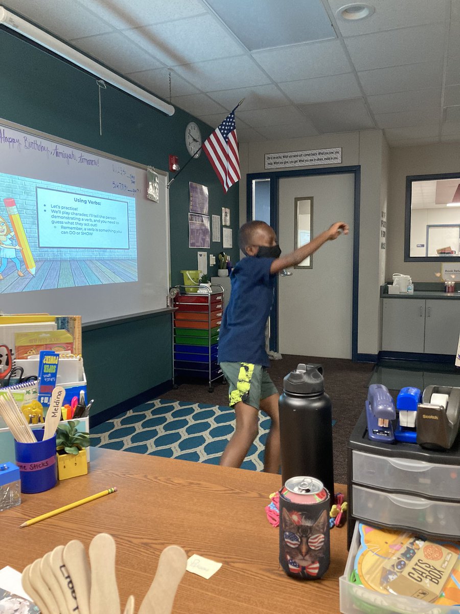Mrs_Pars's tweet photo. Learning action verbs is fun when you practice with charades! Can you guess what Tony is acting out? 😂 #johnstonlearns https://t.co/gtzRiirJCl