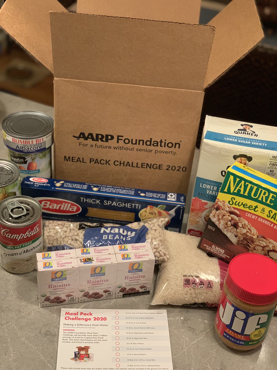 catviccer's tweet photo. Packing meals from home for seniors this year, and you can too! Seniors need our help more than ever, be a #HungerHero and learn more: https://t.co/stSyQbYesk #Mealpackchallenge @AARPFoundation https://t.co/UZKIdDB2pn