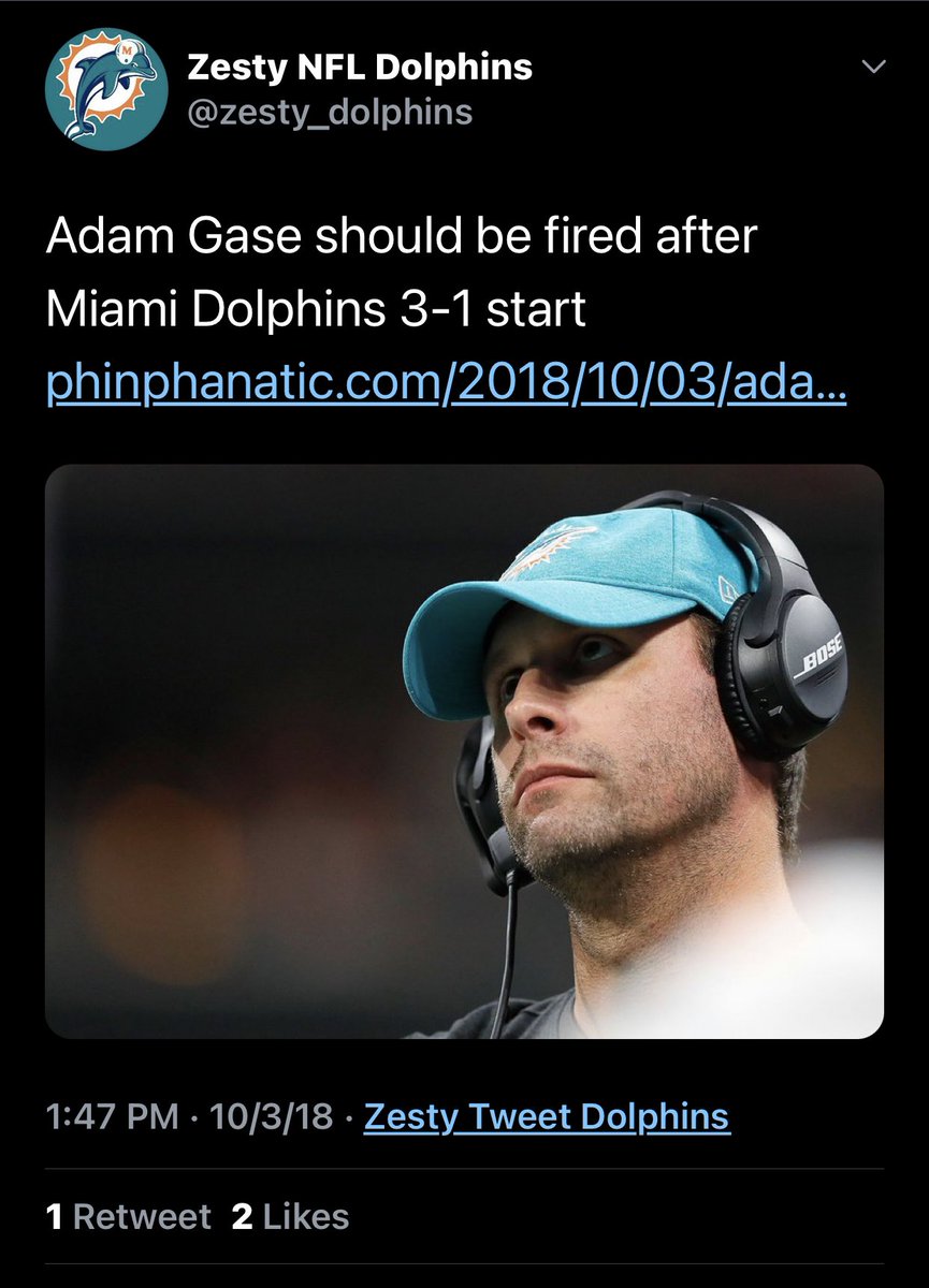Even after a 3-1 starts Dolphins fans wanted Adam Gase gone. Why? Because he lost the players in the locker room that Fast.