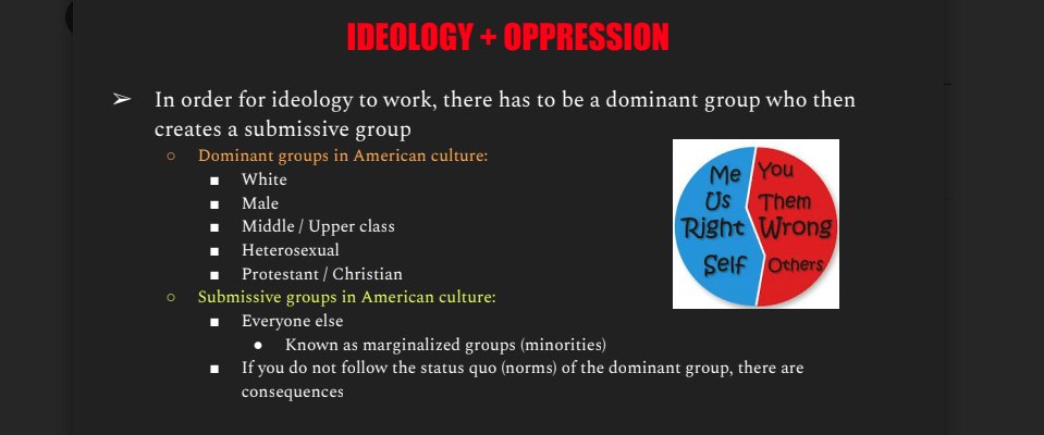 Here is where they are teaching high school students that anyone who is not a straight white man is oppressed in our society, and that they are seen as wrong or abnormal.